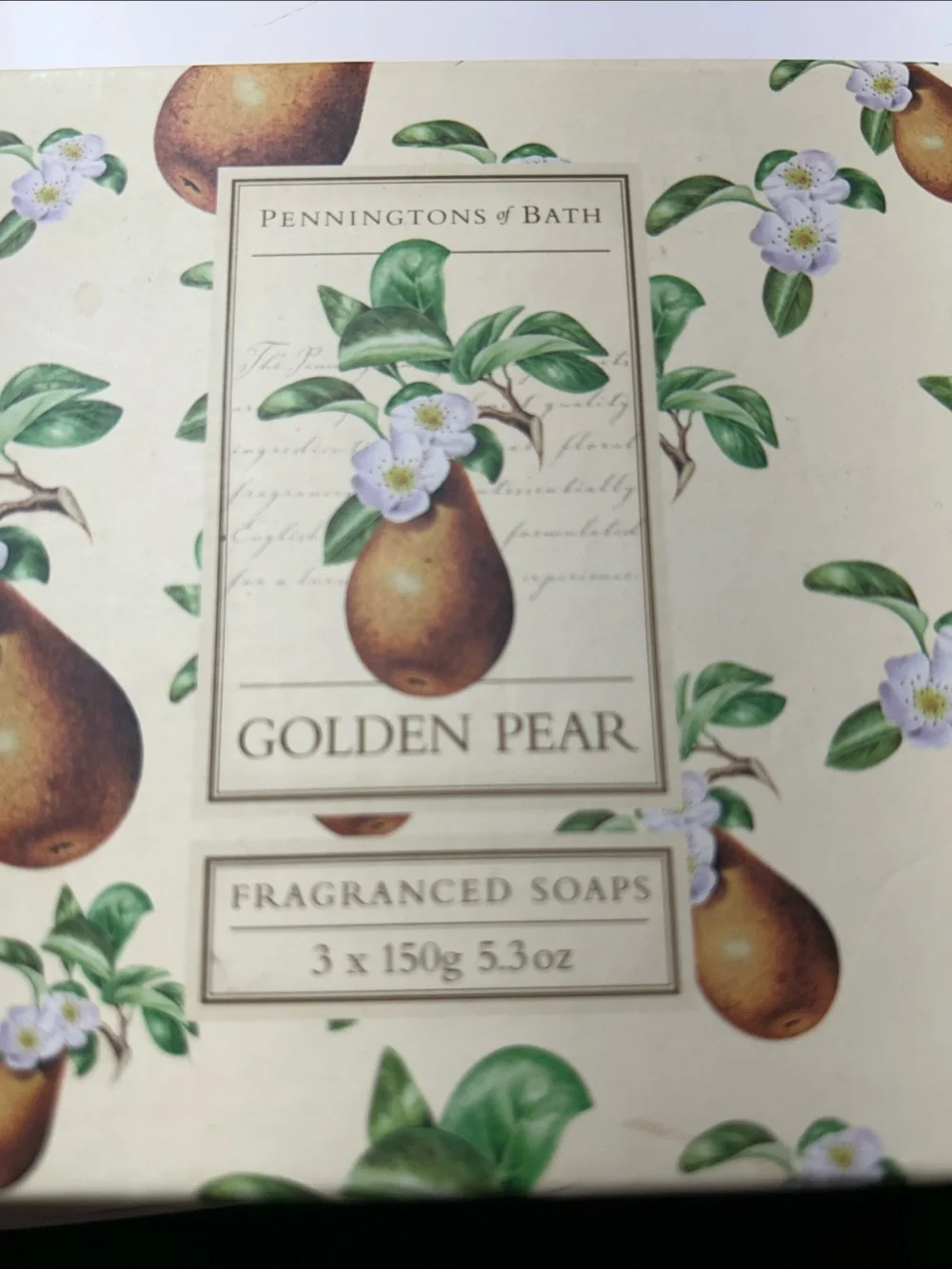 Penningtons of Bath Golden Pear Fragranced 3 Soap Bars